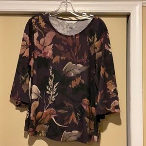 Christopher & Banks Petite Extra Large colorful print 3/4 Blouse
